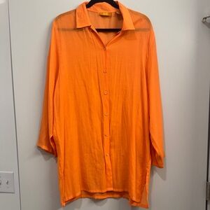 Bright Orange Button-Up Swim Coverup size medium
